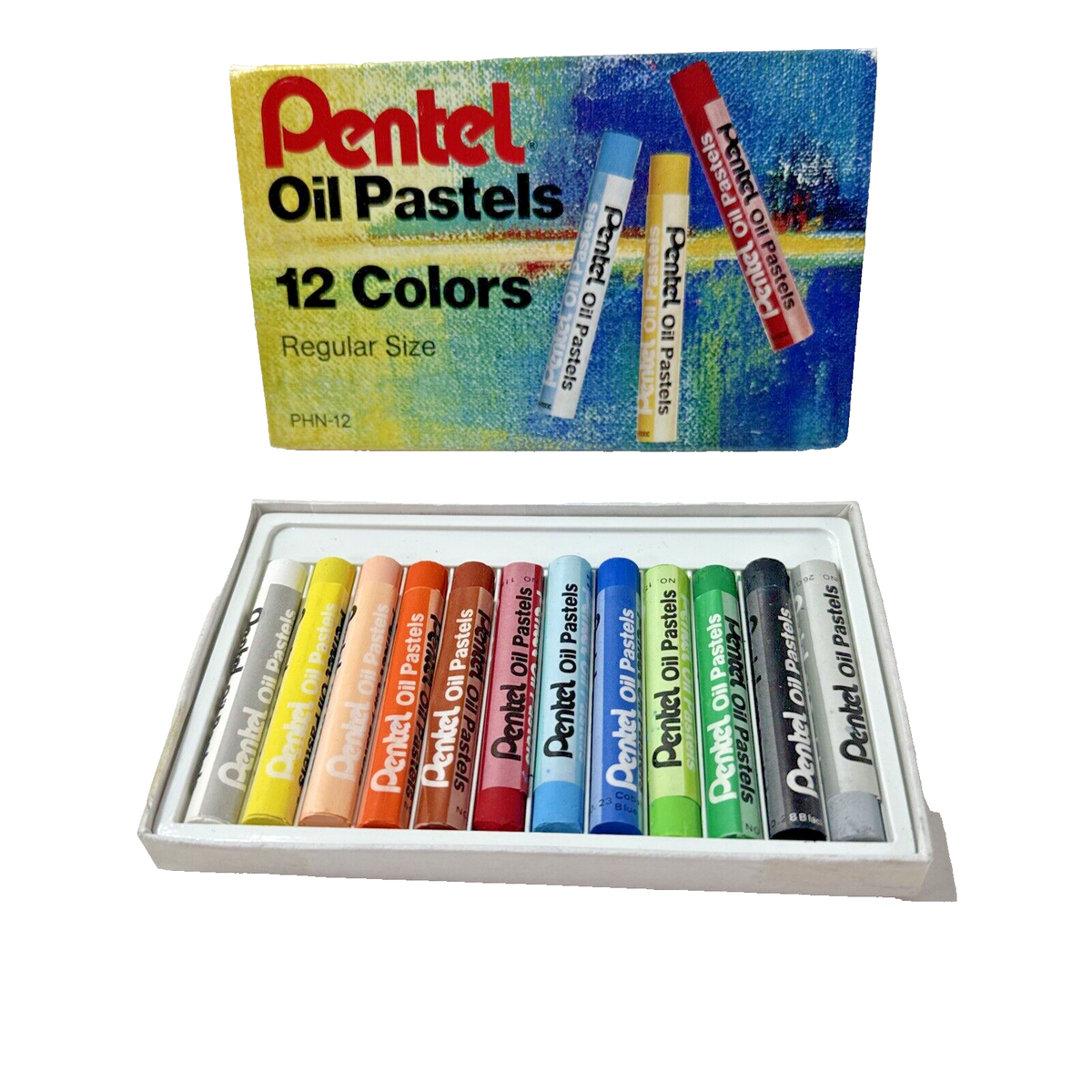 VINTAGE Pentel PHN-12 Oil Pastels Set 12 Colors 11 NEW - 1
