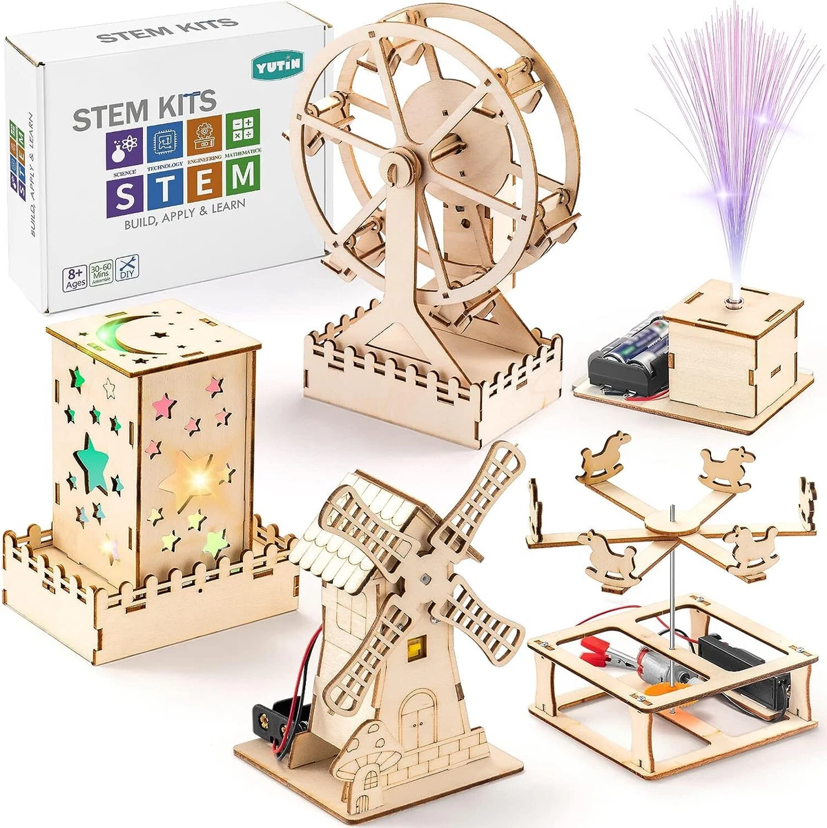 5 in 1 STEM Kits for Kids，Wood Craft Kit for Girls Age 8-12, DIY