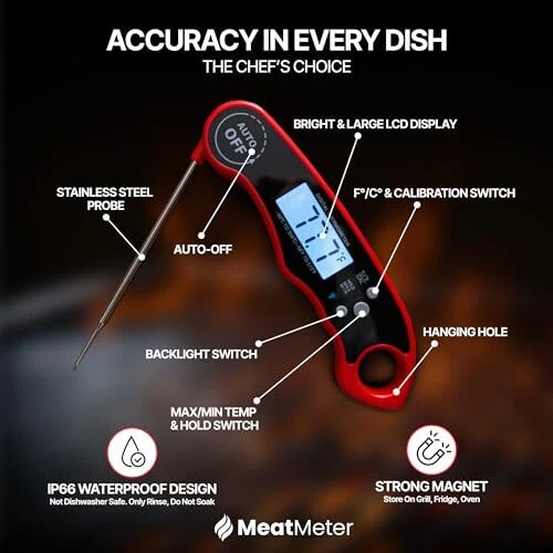 Digital Meat Thermometer for Grill/Cooking Fast Instant Read Waterproof