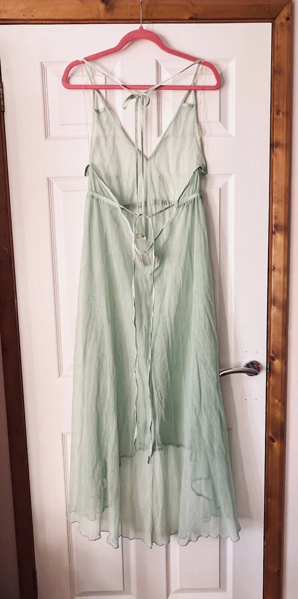 River Island Green Mesh Beach Dress UK M Ibiza Pacha Sheer Summer