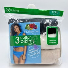 Fruit of the Loom Women 3 Pack Cotton Tag Free Bikinis Size 2XL 9 Solid Color