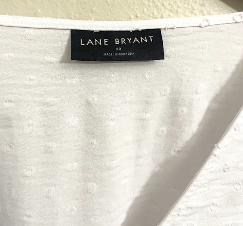 Lane Bryant Blouse Womens 20 White Boho Peasant Fairy Feminine Puff Sleeves - Picture 4 of 4