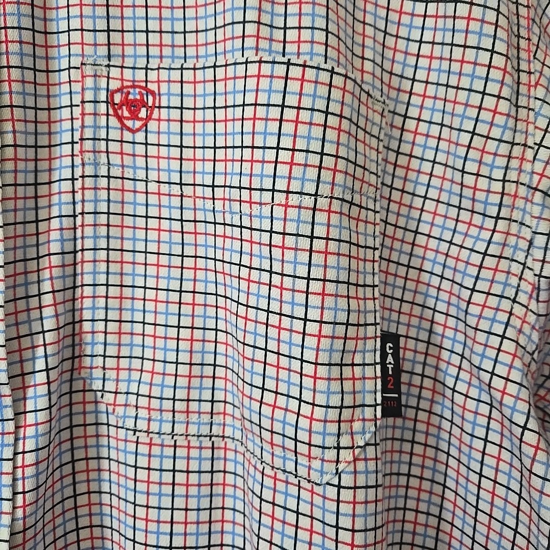 Ariat FR Button Down Basic Work Shirt Men's White… - image 3