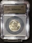 1954-S Washington Quarter .90 Silver Brilliant UNC ICG BEAUTIFUL COIN Ms63