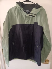 DUTCH BROS Coffee Full Zip Hooded Windbreaker Jacket Men's L Black Green Nylon