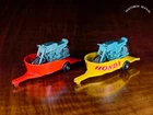 Custom Order 2x Lesney Matchbox Honda Motorcycle Trailers, BP Tanker & Mercedes