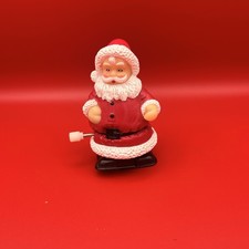 Vintage Wind Up Walking Santa Claus Toy - Hard Plastic - Hong Kong