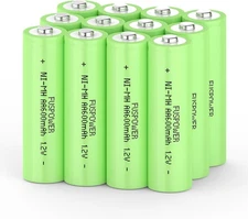12x FUSPOWER AA 600mAh 1.2V Ni-Mh Rechargeable Batteries For Garden Solar Lights