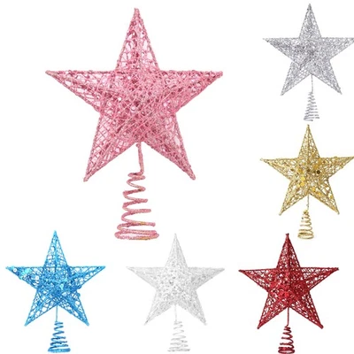 Time to Sparkle Glitter Sequins CHRISTMAS TREE TOPPER Star Xmas Ornament Decor