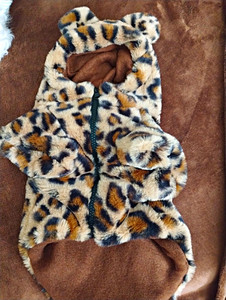 Dog Coat/Jacket Leopard Print Faux Fur Warm Multicolor M Chihuahua