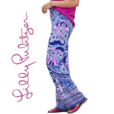 Lilly Pulitzer Bal Harbour Palazzo Paisley Multicolor Pull On Pants XXS NWOT
