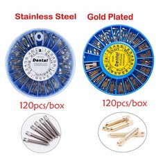 120/240pcs Dental Endo Screw Posts Root Canal Pins Conical Screws Gold Plated