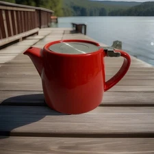FORLIFE Red Stump Teapot w/SLS Lid and Infusor for Loose Leaf Tea. 18 ozs.