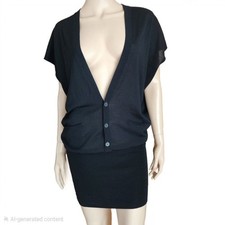 ALEXANDER WANG Black Deep V-Neck Wool Short S...