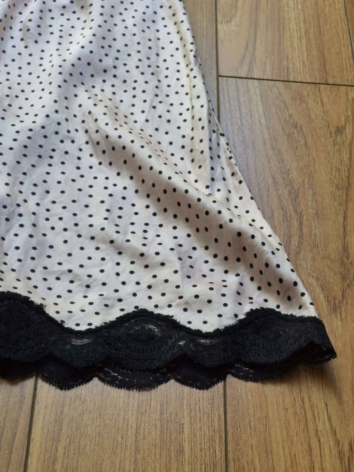 UNDERCOVER Abito slip babydoll Victorias Secret Y2k rosa seta nero a pois pizzo M