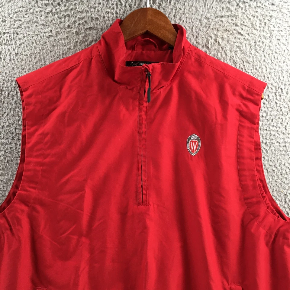 Greg Norman Half Zip Sleeveless Vest Mens M Red Polyester Mock Neck Pullover - Image 2 of 4