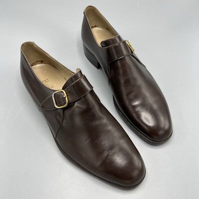 Berluti Leather Plain Toe Monk Strap Dark Brown Shoes Sz. 9 US Re-soled Italy