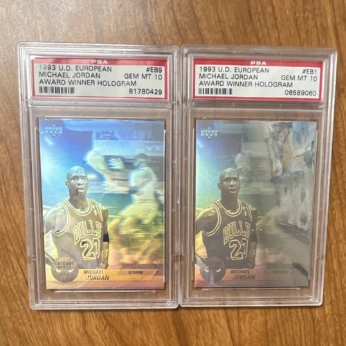 Upper Deck 1993 Michael Jordan Award Winner PSA 10 Card Lot (2) NBA European