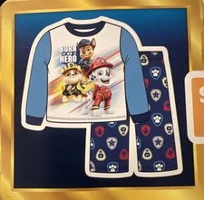 Boys Size 3T/2T Paw Patrol Blue  White flannel Pajama's "Born To Be A Hero"