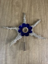 Vtg 8" TINSEL STAR CHRISTMAS TREE TOPPER Foil Reflector Center Coil Base 1950s