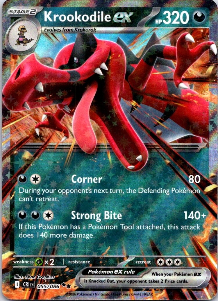 Krookodile ex Holo Double Rare ME04: Chaos Rising 055/086 NM
