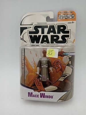 Star Wars Clone Wars Cartoon Network MACE WINDU Action Figure 2003 Hasbro #ufb1