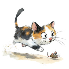 Cat and Mouse Silly Fun Mouse Pad Mousepad Aniamal Wildlife Cartoon Art