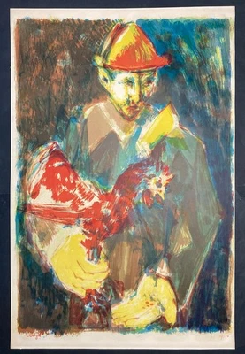 Bernard LORJOU "Arlequin au coq" Lithographie signée et numérotée - Photo 1/4