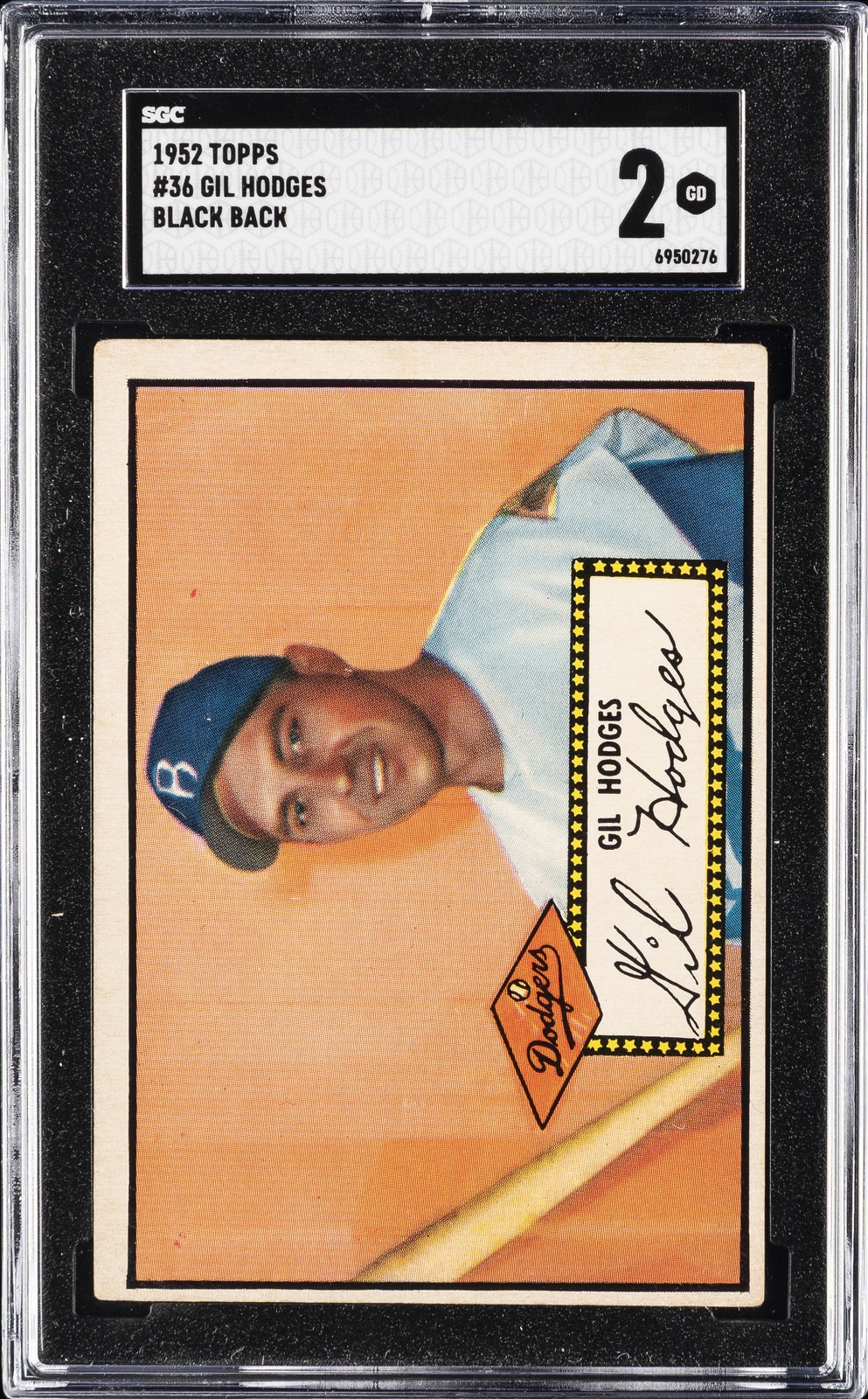 1952 TOPPS BLACK BACK #36 GIL HODGES SGC 2