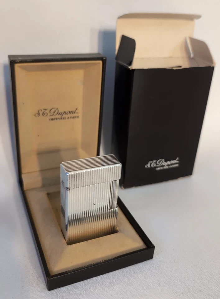 Accendino da Pipa. S.T. Dupont Linea 1, Placcato Oro a Righe Verticali –Full Set - Immagine 3 di 4