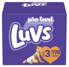 Luvs 198 Pack Pro Level Multicolor Unisex Size 3 Disposable Baby Diapers 0.25 per diaper