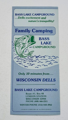 Wisconsin Dells Bass Lake Campground Lyndon Station Tourist Brochure Flyer 1986