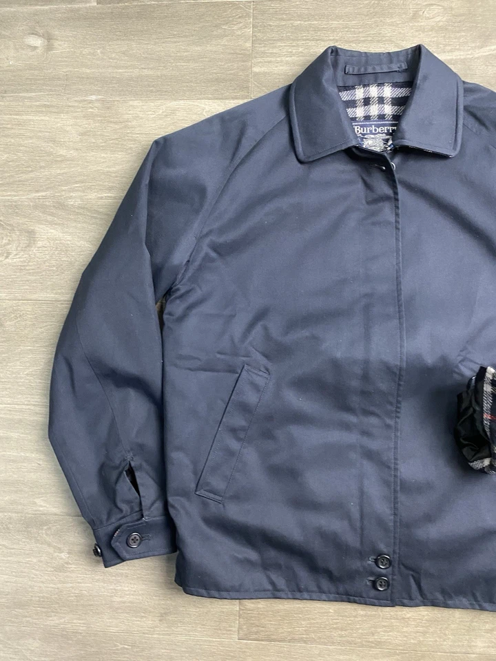 BURBERRYS England HARRINGTON Wool Lined Bomber Jacket Size 6 Navy Blue - Image 2 of 4