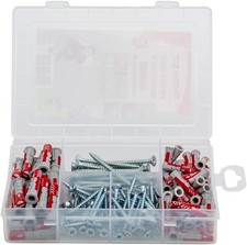 Fischer Profibox Duopower Plug and Screw Set 160 Pieces 6mm 8mm Red Grey