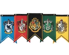 Harry Potter Wizarding House Banner Flag Set, 12'' x 20'' New Opened Box