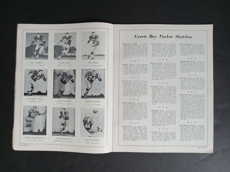 1962 Green Bay Packers vs St. Louis Cardinals VG-EX+ Lombardi Hornung Starr..... - Image 2 of 4