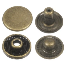 60Set Press-Stud Cap Button 10mm Metal Snap Fastener for Leathers, Bronze