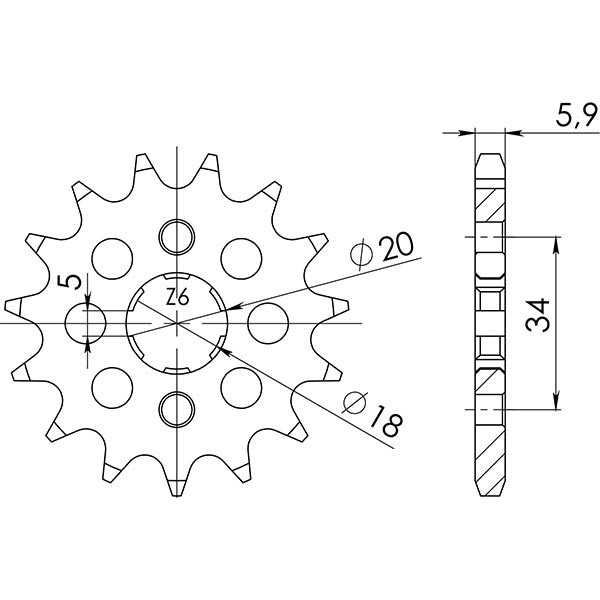 Ritzel P428 - Z17 (DIS.49300) Derbi 125 Senda R 4T 04/04-image