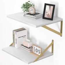 Deep Floating Shelves for Wall, 16W x 12D Wood Wall Shelves Set of 2, Wide Fl...