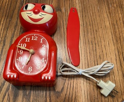 Vintage original electric RED kit cat clock C2 Glow eyes & hands! Original Clock
