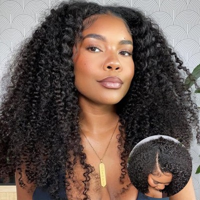 V Part Human Hair Wigs, Upgrade Curly V Part Wigs Human Hair Clip In Half V Wigs