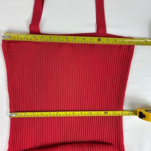 Misook Knit Maxi Dress Sleeveless Ribbed Slit Hem Lace Cutout Trim Red Size S - Picture 10 of 13