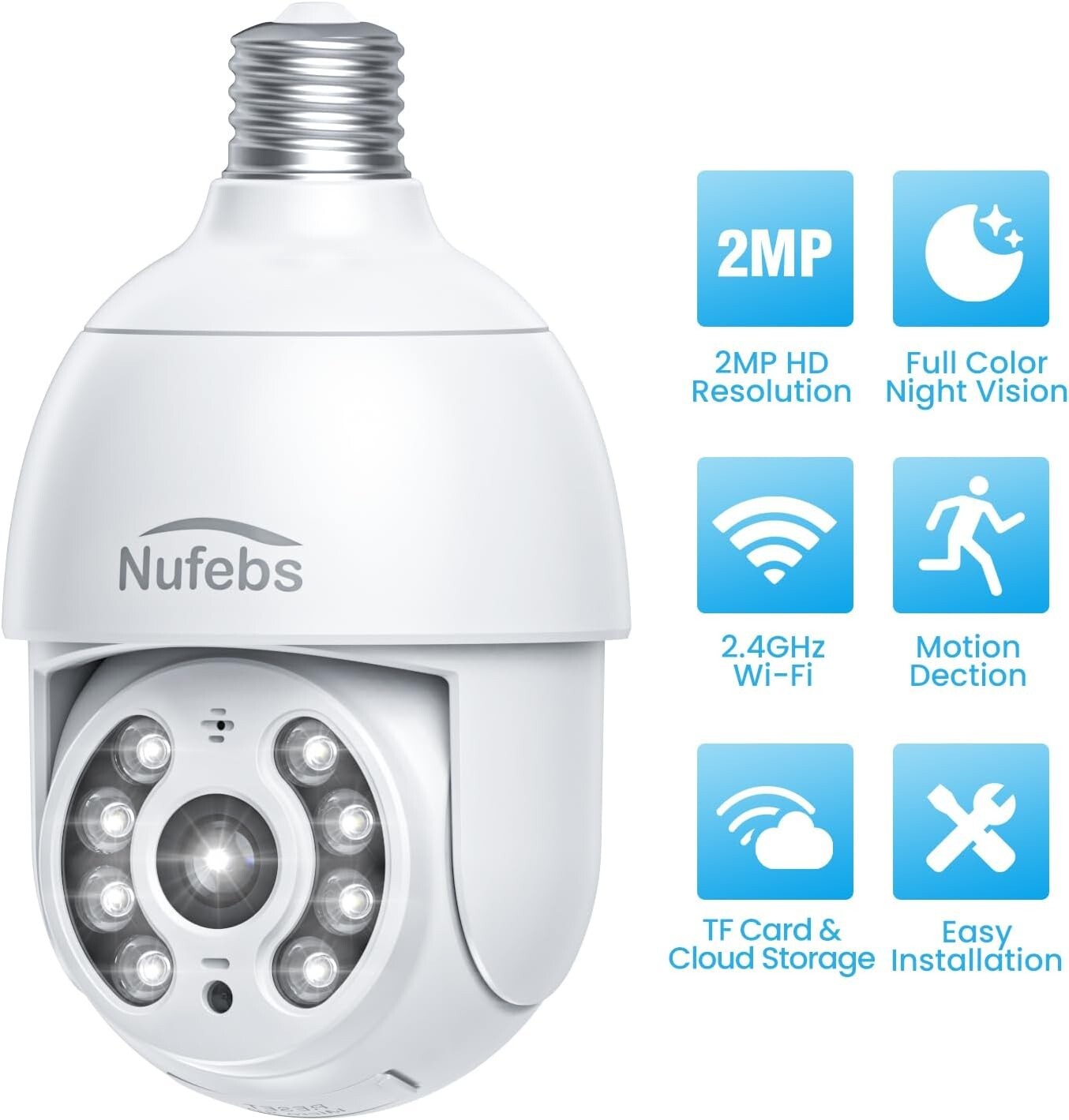 Wireless Security 360° 1080P IP E27 Light Bulb Camera Wi-Fi IR Night Smart Home