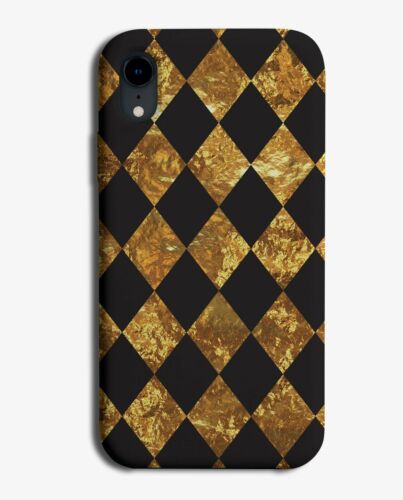 Black and Gold Chequers Phone Case Cover Diamonds Chequered E863 - Picture 1 of 1