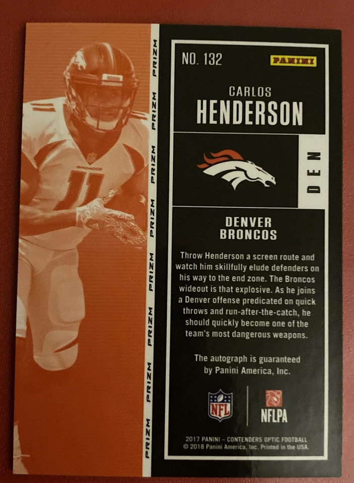 CARLOS HENDERSON - 2017 PaniniOPTIC AUTO - Image 2 of 2