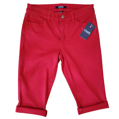 NWT CHAPS 6 Capri Red Stretch Cotton Twill Chino Mid Rise 5 Pocket Pants