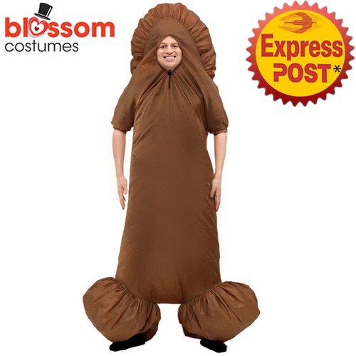 Rude Giant Willy Inflatable Fancy Dress Costume Brown