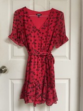 Express Red Floral Dress Size S