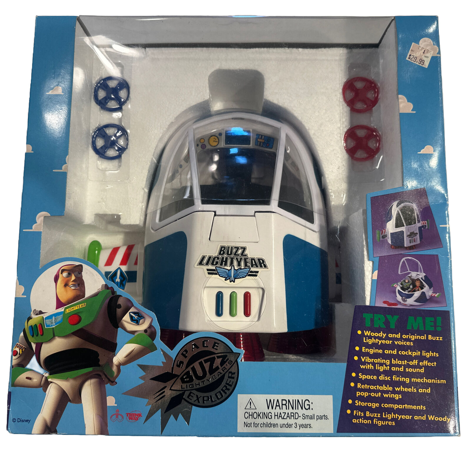 Buzz Lightyear Space Explorer Spaceship 1996 Thinkway Disney Pixar New Open Box