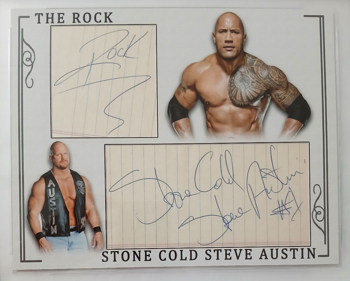 The Rock Dwayne Johnson Stone Cold Steve Austin PSA/DNA Dual